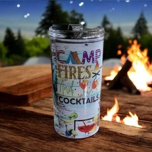 CAMP FIRES  And COCKTAILS 4 in 1 Can Cooler 14oz Tumbler 🎉sale